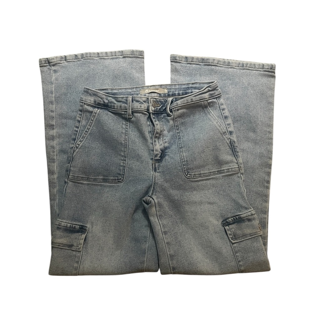 Tractr Cargo Wide Leg Blue Denim Jeans
